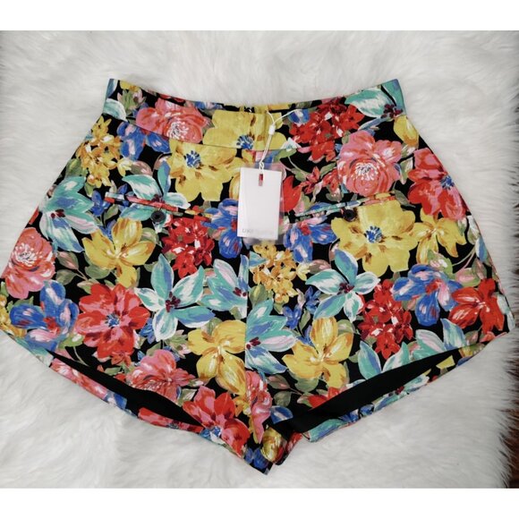 C/MEO Collective Black/Multi Floral High Waist Thinking Of Short Size M, NWT - Picture 2 of 14